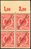 10 Pfg Jaluit-Ausgabe Im Pracht Oberrand- Viererblock, Tadellos Ungebraucht, Sehr Dekorativ, Mi. 300.-, Katalog: 3... - Marshall Islands