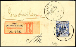 20 Pf. Krone Adler Tadellos Auf Großem Briefstück Mit R-Zettel, Gestempelt JALUIT 17/6 96, Tiefst Gepr.... - Marshall