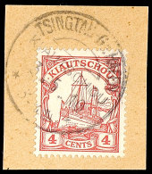 TSINGTAU-Gr- HAFEN KIAUTSCHOU 3.5.10, Recht Klar Auf Pracht-Briefstück Mit Mi.-Nr. 20, Katalog: 20... - Kiautchou