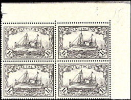 1 1/2 Dollar In Type IIB, Eckrandviererblock Rechts Oben Tadellos Postfrisch, Mi. 400.-, Katalog: 36IIBER-VBl... - Kiautchou