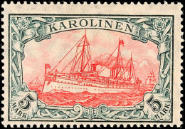 5 Mk Kaiseryacht Mit Wz., Friedensdruck, Zähnung A, Fotobefund Jäschke-L. BPP (03/2013) "...in... - Karolinen