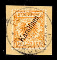 25 Pfg Steiler Aufdruck, Luxus-Briefstück Mit Stempel "PONAPE 18/9 00", Sign. Dietrich, Katalog: 5IIa BS25... - Islas Carolinas