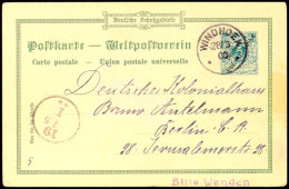 5 Pf. Krone/Adler, Farbige Privatpostkarte Kommissariat Windhoek, Von WINDHOEK 28/3 00 Nach Berlin, Katalog: PP1... - Sud-Ouest Africain Allemand