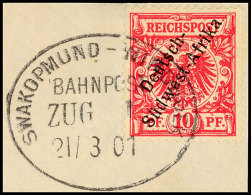 SWAKOPMUND - WINDHUK BAHNPOST ZUG 1  21/3 01, Klar Abgeschlagen Auf Briefstück 10 Pf., Katalog: 3... - Sud-Ouest Africain Allemand