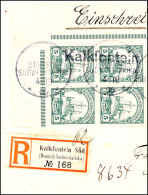 KALKFONTEIN, Wanderstempel 4/10 06 Auf Großem R-Briefstück Mit 4er-Block 5 Pf. Und Entsprechendem... - Africa Tedesca Del Sud-Ovest