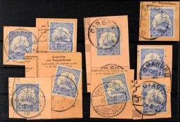 AUS Bis OMARURU, Neun Verschiedene Stempel, Je Auf Formularabschnitt Mit 20 Pf., Katalog: 14(9) PAFrom Till... - German South West Africa