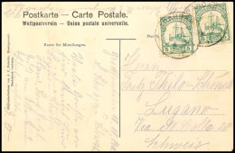 ARAHOAB 4.12 11, Je Auf Postkarte (senkr. Bug) Mit 2mal 5 Pf. Kaiseryacht Nach Lugano/Schweiz, Katalog: 25(2)... - Africa Tedesca Del Sud-Ovest