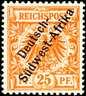 25 Pf. Dunkelorange Tadellos Postfrisch, Gepr. Gentzsch Und Dr. Wittmann, Sowie Fotoattest Dr. Hartung:... - África Del Sudoeste Alemana