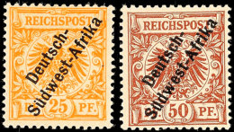 25 Und 50 Pfg Mit Schrägaufdruck In Drei Wörtern, Tadellos Ungebraucht, 25 Pfg Gepr. Bothe BPP, Mi.... - German South West Africa