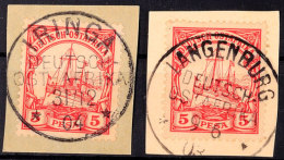 IRINGA 31/12 04 Und LANGENBURG 9 6 03, Je Klar Und Zentrisch Auf Briefstück 5 Pesa Kaiseryacht, Katalog: 13(2)... - Deutsch-Ostafrika