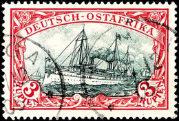 3 Rupien Kaiseryacht Dunkelkarminrot/grünschwarz Tadellos Gestempelt (TAN)GA 7/12 05, Fotobefund Dr. Hartung:... - Deutsch-Ostafrika