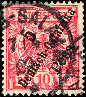 5 Pesa Auf 10 Pfg Rotkarmin, Tadellos Gestempelt, Gepr. Jäschke-Lantelme BPP, Mi. 120,-, Katalog: 8b O5... - German East Africa