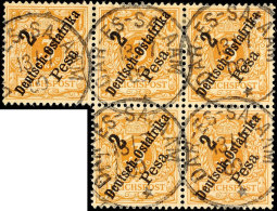 2 Pesa Auf 3 Pf Hellockerbraun Als Tadelloser 5er-Block Mit 5 Mal Stempel DAR-ES-SALAAM, Mi. 275.-, Katalog: 6b(5)... - German East Africa