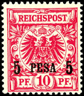 5 Pesa Auf 10 Pf. Tadellos Postfrisch, Tiefst Gepr. Gotw. Zenker VÖB, Mi. 220,-, Katalog: 3Ic **5 Pesa On... - Deutsch-Ostafrika