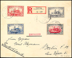 1 - 5 Mark Kaiseryacht Tadellos Auf R-Brief Mit 4 Abschlägen KAEWIENG 14/3/07 Nach Berlin (rückseitig... - German New Guinea