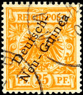 25 Pf. Gelblichorange Mit Gespaltenem "I" Tadellos Gestempelt, Tiefst Dopp. Gepr. Jäschke-L. BPP, Mi. 200,-,... - Nuova Guinea Tedesca