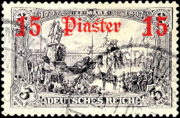 15 Piaster Auf 3 Mark In A-Farbe Tadellos Gestempelt, Tiefst Gepr. Hollmann BPP, Mi. 600,-, Katalog: 34a O15... - Turquie (bureaux)