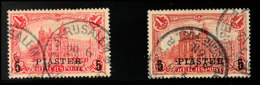 5 Pia Auf 1 M, Beide Typen-Aufdrucke, Saubere Feinste Stempel, Mi. 150.-, Katalog: 20I/II O5 Pia On 1 M, Both... - Turquie (bureaux)