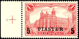 5 Piaster Auf 1 Mark, Aufdruck Type II (A Mit "Dach"), Tadellos Postfrisch Vom Linken Bogenrand Mit Plattennummer... - Deutsche Post In Der Türkei