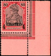 1 1/4 Piaster Auf 25 Pf. - 4 Piaster Auf 80 Pf. Je Als Rechte Untere Bogenecke Tadellos Postfrisch, Mi. 195.-,... - Turkey (offices)