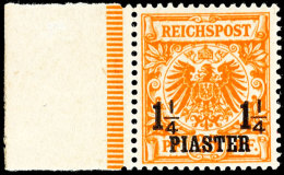 1 1/4 Piaster Auf 25 Pf. Dunkelorange Tadellos Postfrisch Vom Linken Bogenrand, Tiefst Gepr. Hollmann BPP, Mi.... - Turquie (bureaux)