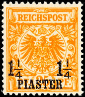 1 1/4 Piaster Auf 25 Pf. Gelblichorange Tadellos Postfrisch, Mi. 160,-, Katalog: 9b **1 + Piastre On 25 Pf.... - Turchia (uffici)