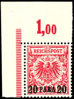 20 Para Auf 10 Pf. Dunkelrosa(rot) (UV Gelblichorange) Tadellos Postfrisch Aus Der Linken Oberen Bogenecke (der... - Turquia (oficinas)