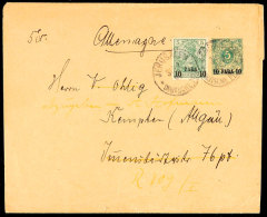 10 Para A. 5 Pfg Krone/Adler, Mit 10 Para A. 5 Pfg Germania-Reichspost Auffrankiertes Streifband, Mit... - Turchia (uffici)