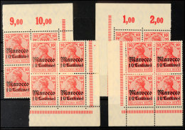 10 C Auf 10 Pf., Aus Jeder Bogenecke Ein Viererblock Tadellos Postfrisch, Mi. 288.-, Katalog: 36(16) **10 C On... - Morocco (offices)