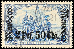 2 Pes 25 Cent Auf 2 Mark Deutsches Reich Mit Zähnung A, Tadellos Gestempelt, Altsignatur, Mi. 180,-, Katalog:... - Marruecos (oficinas)
