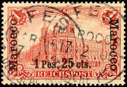 1 P 25 C. Auf 1 M., Type II, Gestempelt, Geprüft Jäschke-L. BPP, Mi. 240,-, Katalog: 16II O1 P 25 C.... - Deutsche Post In Marokko