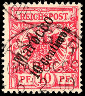 10 Pfg Lilarot, Kabinettstück Mit Klarem Stempel "TANGER 6/2 00", Gepr. Jäschke-L. BPP, Mi. 100.-,... - Marruecos (oficinas)