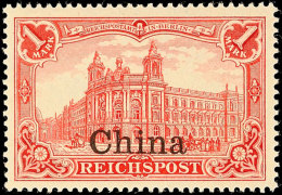 1 Mark Deutsches Reich Rot Mit Aufdruck "China", Tadellos Postfrisch, Mi. 120.-, Katalog: 24 **1 Mark German... - Deutsche Post In China