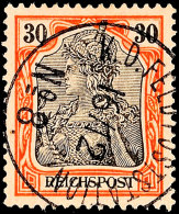 30 Pf. Reichspost Als Petschili-Verwendung Tadellos Gestempelt K.D.FELDPOSTSTATION Nr.8, Mi. 320,-, Katalog: PVe... - Chine (bureaux)