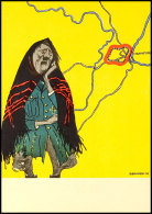 1943, Farbige Russische Propagandakarte Mit Abb. "Hitler Als Weinende Oma Vor Einer Landkarte", Ungebraucht, Pracht... - Autres & Non Classés