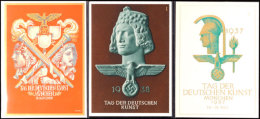 1939-1939, T. D. Deutschen Kunst, Drei Versch. Color Festpostkarten, Frankiert Mit Entspr. SST, Blanko, Erh. I... - Other & Unclassified