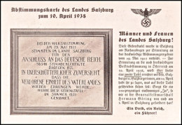 1938, Abstimmungskarte Des Landes Salzburg Zum 10. April/Die Historische Karte Vom "Salzburger Stier", Pass.... - Sonstige & Ohne Zuordnung