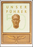 1939, Unser Führer, Color Portraitkarte Zum 50. Geburtstag Abb. A. Hitler, Verlag Photo Hoffmann/München,... - Autres & Non Classés