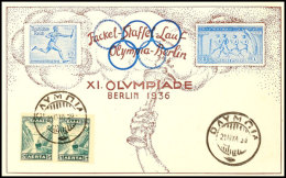 Olympische Spiele Berlin 1936, Seltene Colorkarte Fackel-Staffel-Lauf Olympia-Berlin  BFOlympic Games Berlin... - Autres & Non Classés