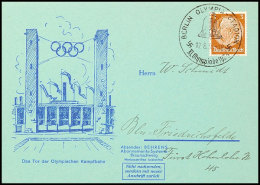 Olympische Spiele Berlin 1936, Werbekarte "Behrens-Abosysteme" Mit Tor Der Olymp. Kampfbahn, SST OLYMPIA-STADION ... - Autres & Non Classés