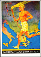 Olympische Spiele Berlin 1936, Offizielle Color-Werbekarte Nr. 6 "Fackelstaffellauf"  BFOlympic Games Berlin... - Otros & Sin Clasificación