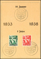 1938, "30 Januar - 5 Jahre", Gedenkkarte Mit Pass. Satzausg., SST Berlin 30.01.38, Tadellos  BF1938, "30... - Autres & Non Classés