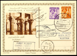 ÄGYPTEN 1959, Austrian Airlines Erstflug KAIRO-ATHEN-WIEN, Schöne Ganzsachen-Postkarte Mit... - Sonstige & Ohne Zuordnung