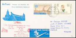 THAILAND 1974, Air-France Erstflug Paris-BANGKOK-MANILA  BFTHAILAND 1974, AIR FRANCE First Flight... - Altri & Non Classificati