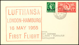 TANGER 1955, Zuleitungspost Zum Lufthansa Erstflug LONDON-HAMBURG  BFTangier 1955, Connecting Flight Mailings... - Sonstige & Ohne Zuordnung