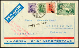 URUGUAY 1931, Luftpostbrief Mit MiNr. 353, 354, 356 U. 430 über Flughafen Halle/Leipzig Nach Leipzig ... - Other & Unclassified