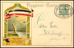 1914, Erstflug Dresden - Leipzig, Ovalstempel "Flugpost Dresden-Leipzig Dresden 10.5.14 A" Auf Flugpostkarte Mit 5... - Otros & Sin Clasificación