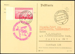 Liechtenstein, 1936, Olympiafahrt, Karte Mit Zeppelinmarke 1 F. Nach Berlin, Katalog: Si.427 BFLiechtenstein,... - Autres & Non Classés
