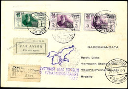 Ägäische Inseln: 1932, 5. Südamerikafahrt, Auflieferung Friedrichshafen Bis Recife, R-Karte Aus RODI... - Otros & Sin Clasificación