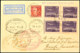 Schweden: 1932, 3. Südamerikaflug, Auflieferung Berlin Bis Recife, Karte Aus STOCKHOLM 14.4. Mit U. A. 4... - Otros & Sin Clasificación